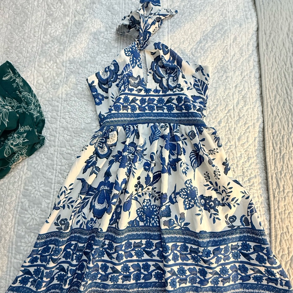 Floral Blue and White Kids Dress